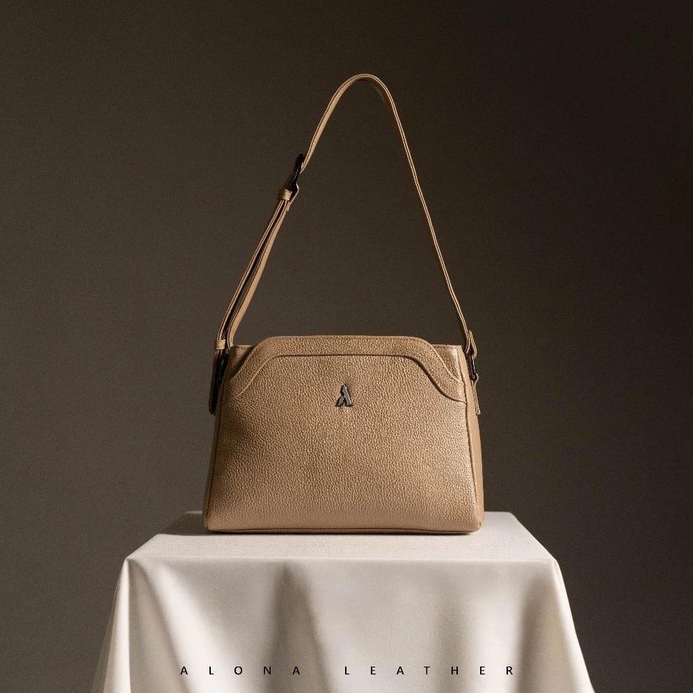 Alona Leather Kirana Shoulder Bag - Tas Selempang Bahu Wanita Kulit Sapi Asli Free Dompet Stnk