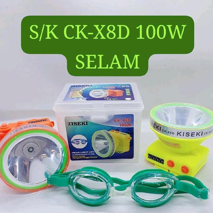 senter kepala kiseki selam 100 Watt ck-X8D 100 Watt selam bonus kacamata selam
