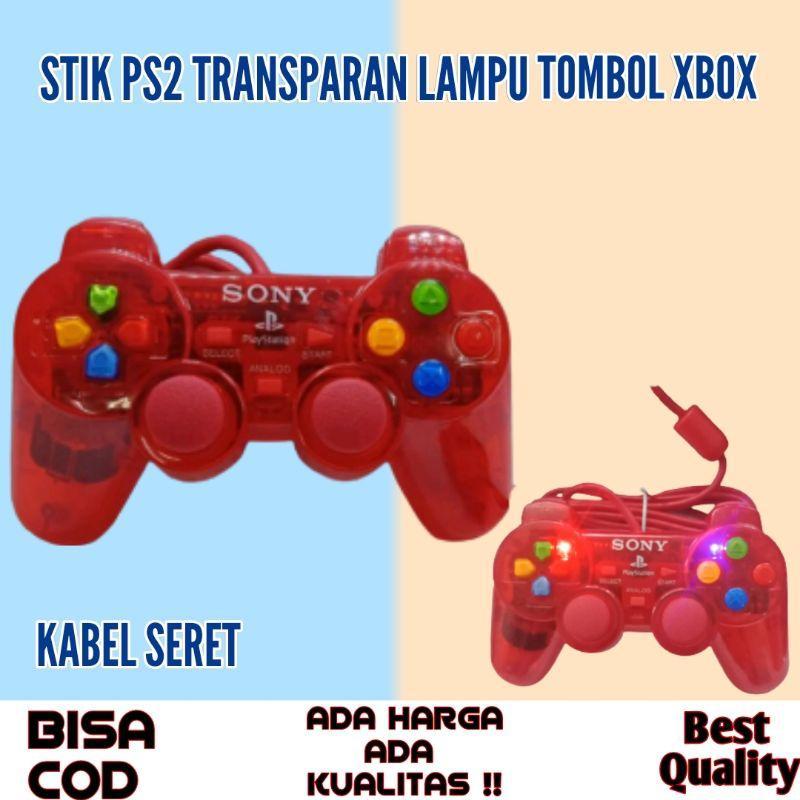 Stik Ps2 Transparan Lampu Tombol Xbox Warna-Warni