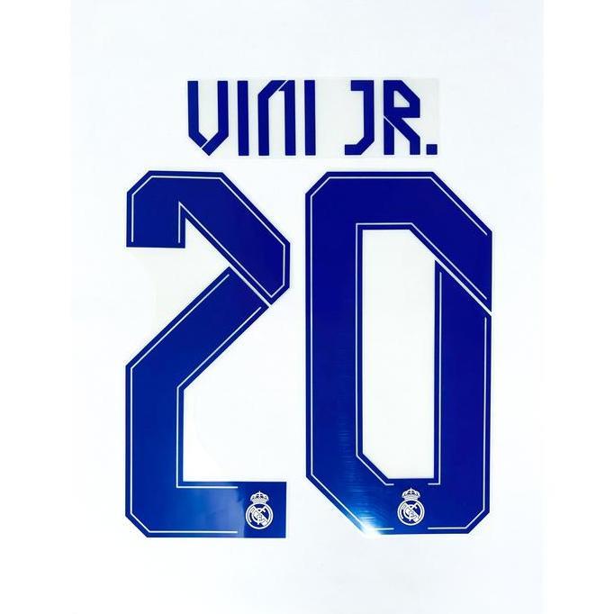 Ready Nameset Real Madrid 2021-22 Home = VINI JR (20). Original nameset for Jersey