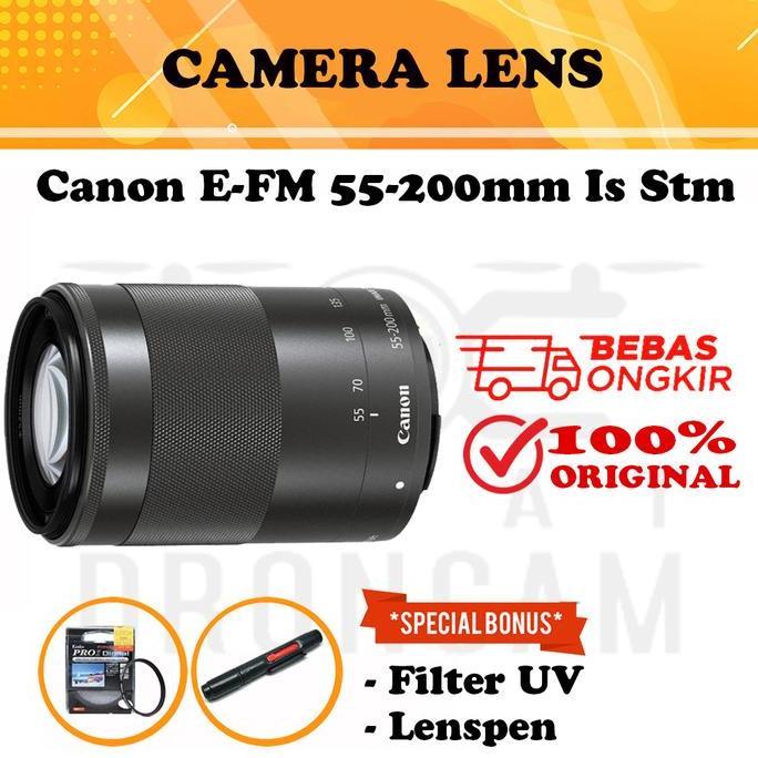 Lensa Tele Canon E-FM 55-200mm IS STM Mirrorless EOS M10 M3 M100 M5 M6