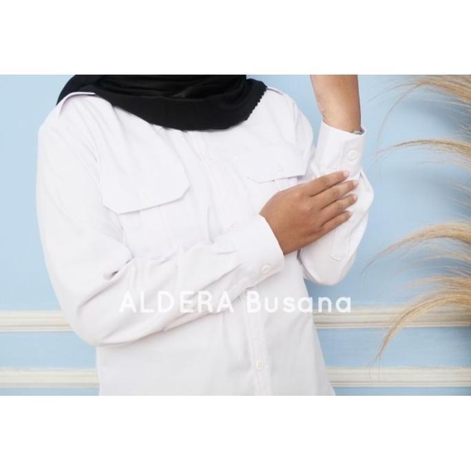 Atasan PDH Putih Saku Dada Wanita
