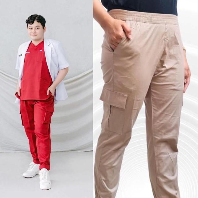 Baju Oka Cargo Lengan Pendek Seragam Perawat  Setelan Celana