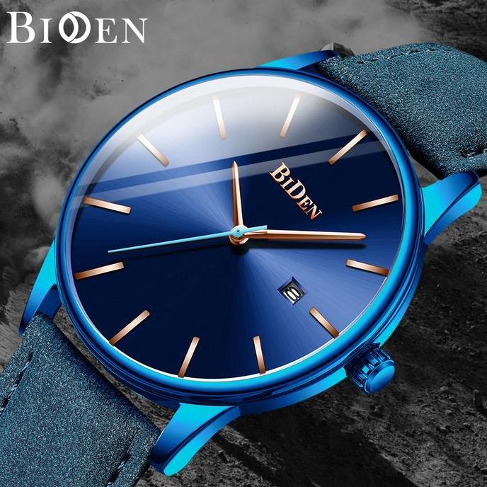 Orologi- Biden Jam Tangan Pria Otomatis Date Gelang Kulit Sederhana Jam Pria Olahraga Tahan Air Jam 
