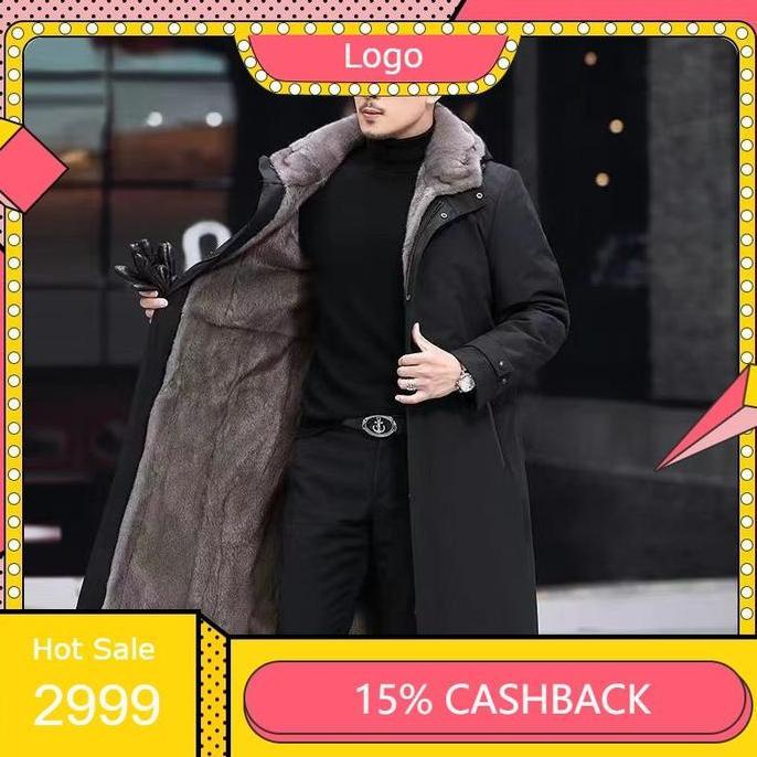 UPFRADE STYLE  jaket bulu pria/jaket jubah pria tebal pria musim dingin/jaket hangat/long coat/jaket