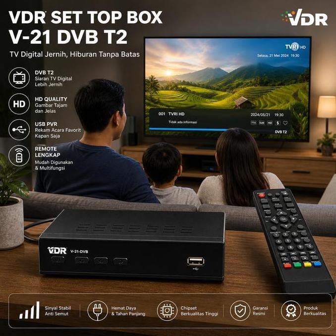 delibemart- VDR STB Receiver Set TOP BOX DVB T2 I Alat Siaran TV Analog ke Digital Diskon