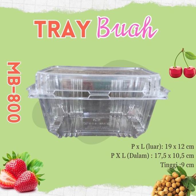 Bebasaja- Tray Mika Buah 1 Kg Isi 25 Pcs  |Mb-800| Strawberry, Cherry, Duku