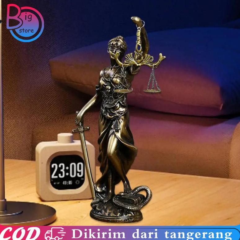 Patung Dewi Keadilan Themis 19CM Patina Gold Patung Pajangan Aesthetic