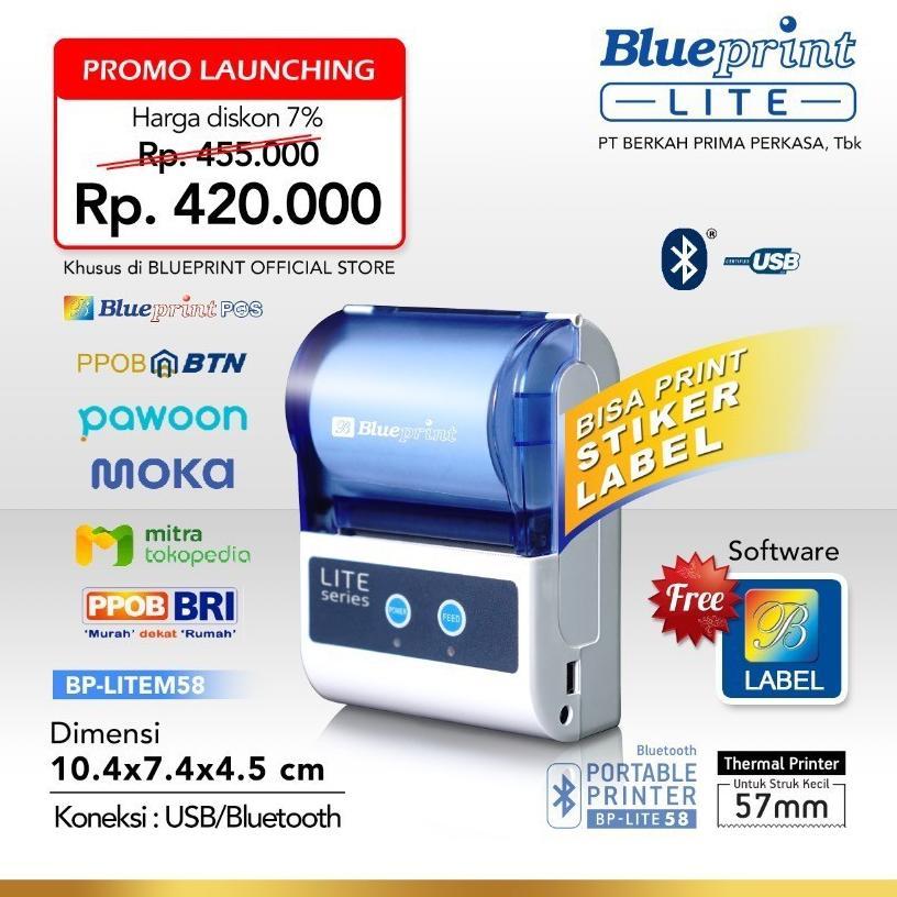 PRINTER THERMAL PORTABLE BLUEPRINT LITE58 / LITE-58 BLUETOOTH