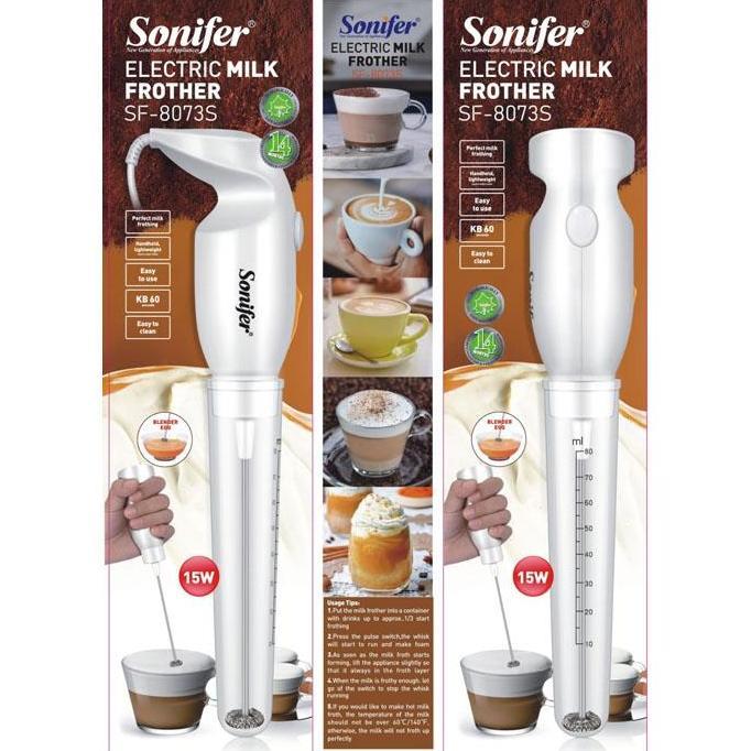 Sonifer SF-8073 SF-8073S Milk Frother Hand Mixer Pengaduk Susu Elektrik Foamer 295