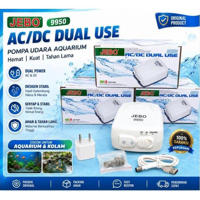 Pompa oksigen JEBO 9950 ACDC aerator AC DC Aerator Aquarium Kolam Ikan Portable bisa buat Mancing da