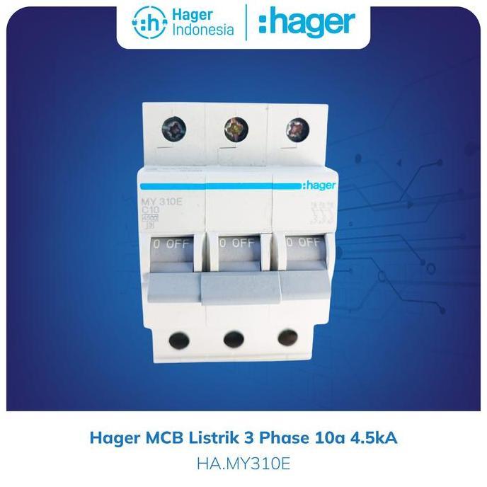 Hager MCB 10a 10 Ampere 3 Phase 4.5kA - MY310E