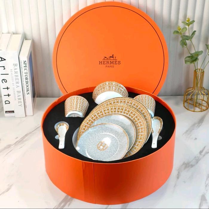 Luxury Hermes Dinnerware Bone / Hampers Piring Mewah