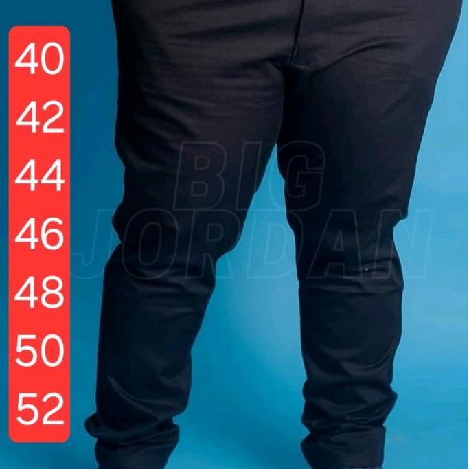 celana panjang chinos jumbo pria /big size 40 42 44 46 48 50 52 Melar Katun Nyaman  Hitam Abu Kantor