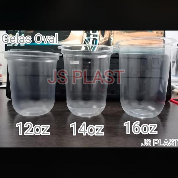 Nyam- 1 Dus Gelas Plastik Oval 12Oz 14Oz 16Oz / Gelas Kapsul / U Cup