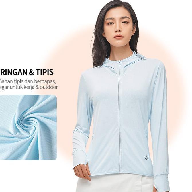 DISKON Jaket Olahraga Anti UV Wanita Baju Olahraga UPF50+Jaket Jogging Anti Matahari Breathable Outd