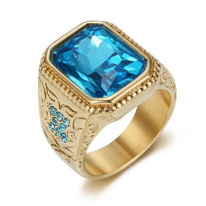 Elleria- Akses Cincin Cincin Berlian Imitasi Berlian Imitasi Berlian Imitasi Emas Totem Emas Yang Di