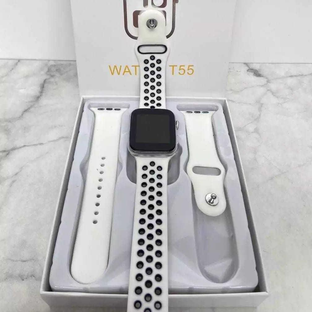 TERLARIS JAM TANGAN SMARTWATCH T55 DAPAT 2 TALI / T500 / T500+ BLUETOOTH CALL TOUCHSCREEN JAM TANGAN