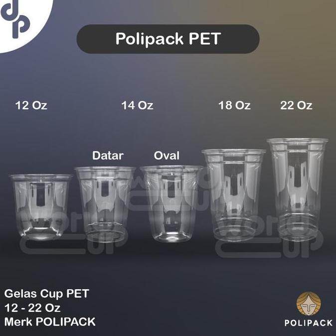 Bora- Gelas Cup 12 Oz - 14 Oz - 16 Oz - 22 Oz Pet Polipack 50 Pcs