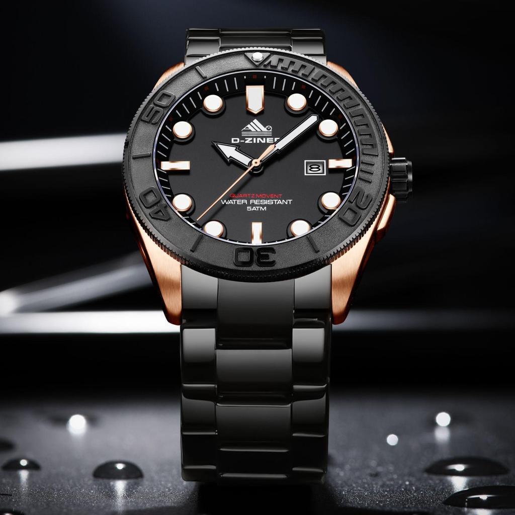 Dziner Jam Tangan Pria Dziner 9069 Rantai Stainless Steel Original Water Resistant 5Atm