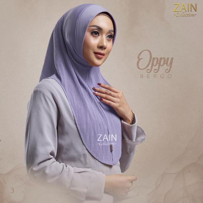 ZAIN - Hijab OPPY Plisket Kerudung Bergo Oval Jilbab Instan Oval Ped Soft anti timber  Nyaman di Pak