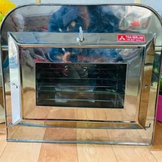 Oven Kue Tiga Berlian Stainless Steel 3 Susun Tangkringan