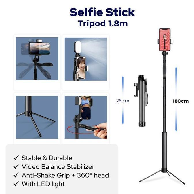 A21A Tongsis Premium 1.7M Bluetooth / Selfie Stick Tablet Tripod 170cm