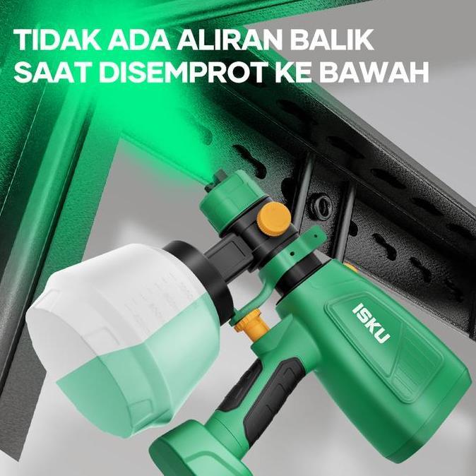ISKU Spray Gun Elektrik 400W Tabung Besar 1000ml Mesin Semprot Cat Listrik Nozzle Tembaga Asli Tanpa