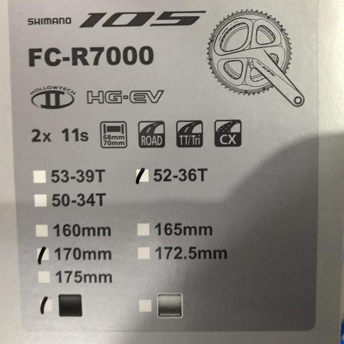 Groupset 105 R7000 Group Set Shimano 105 11 Speed 52 36 170 11 34 New