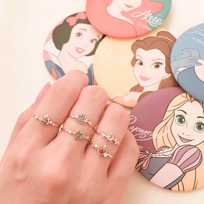 Promo Cincin Disney Princess Ring Wanita Cincin Batu Permata Mutiara Berlian Kristal Berwarna Adjust