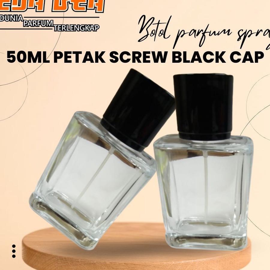 Botol Parfum Petak Screw Black Cap 50Ml | Botol Spray