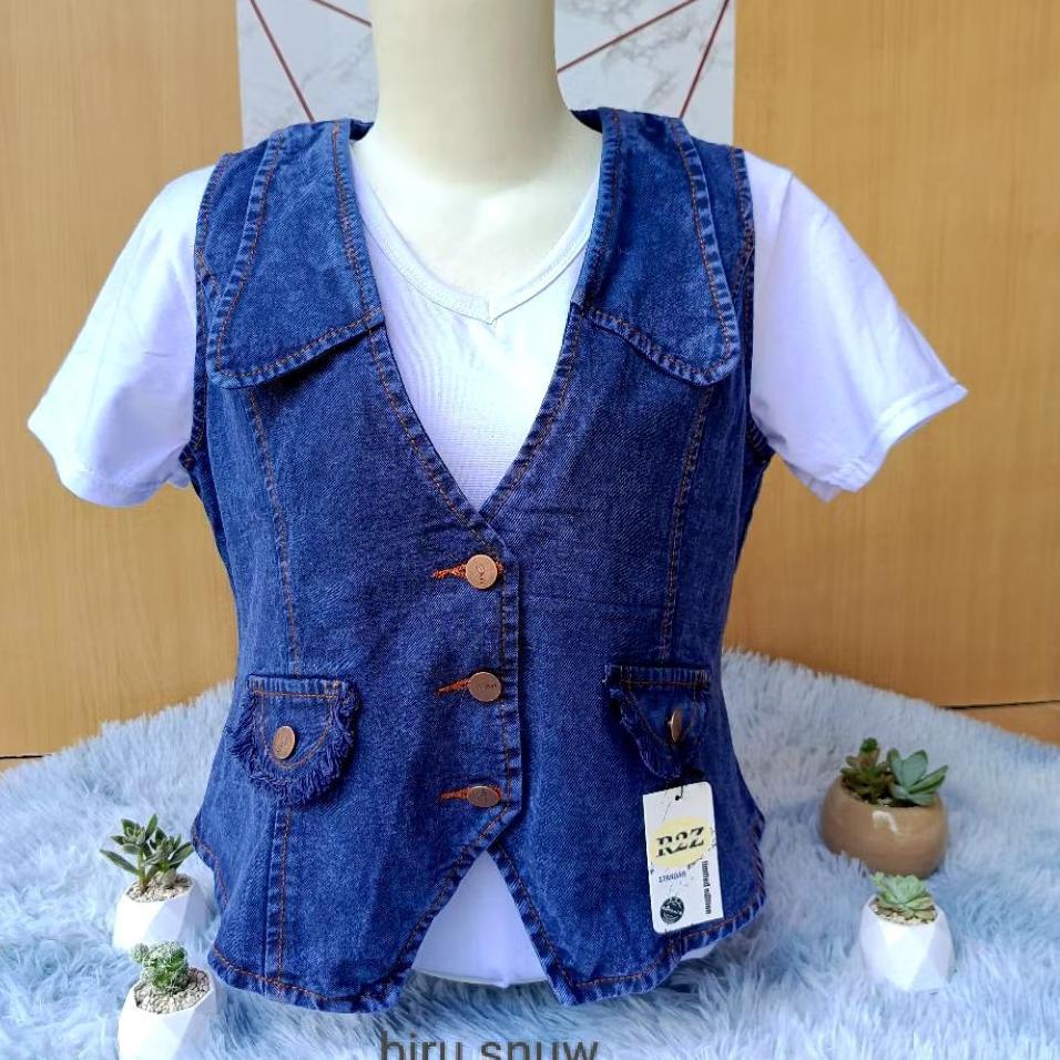 Rompi Vest Mat Denim/Rompi Jean Cewek