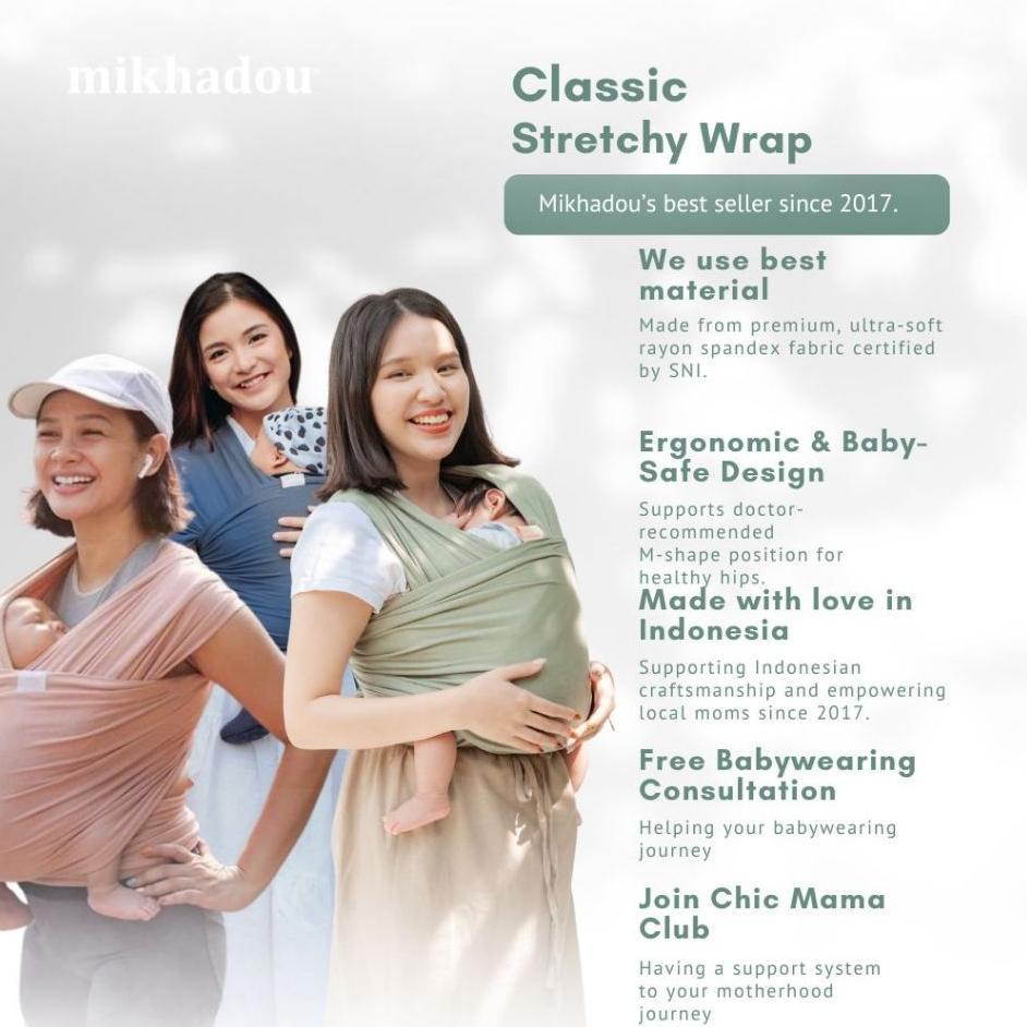 Mikhadou Stretchy Wrap - Gendongan Bayi M Shape Darkgrey - Baby Carrier
