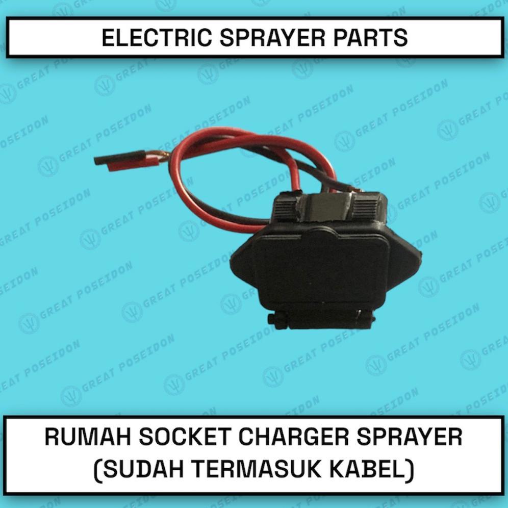 Bisa Cod Bosqu Rumah Charger Sprayer Elektrik Socket Cas Aki Battery Knapsack 3 Pin ><