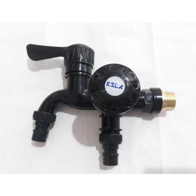 Pilihan- Kran Cabang Plastik Hitam Kran Shower - Keran Double