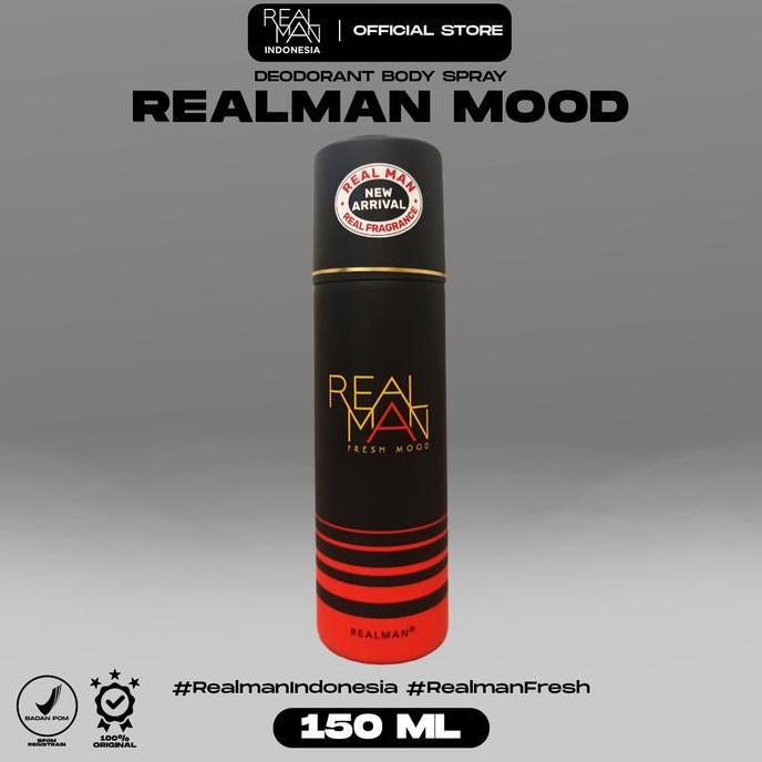 Care- Realman Body Spray Fresh Mood 150Ml - Ngi Segar 48 Jam, Perlindungan 48 Jam, Botol Spray Moder