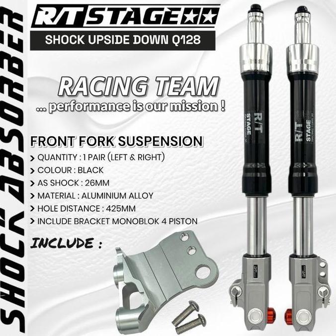 Shock Upside Down RT STAGE Copy ORI Plus Breket Kaliper Axial Dan Monoblok 4 Piston