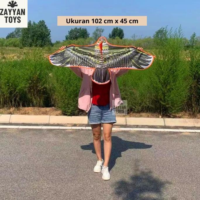 Layangan Bentuk Burung Elang - Layang 1 Pc Motif Olahraga Outdoor 1.1m Dengan Tali 30m Besar Ramrama