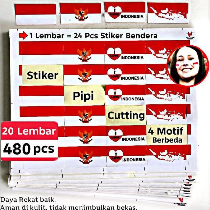 GROSIR 500 PCS STICKER BENDERA PIPI SUDAH DI CUTTING - STIKER BENDERA INDONESIA HUT RI - AKSESORIS L