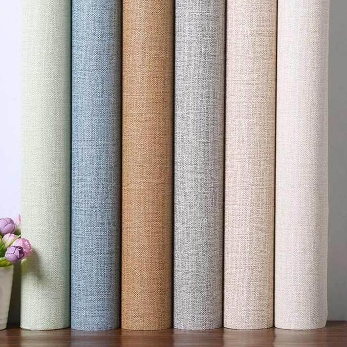 New - Wallpaper Foam Linen Roll Polos Stiker Dinding Dekorasi Dinding