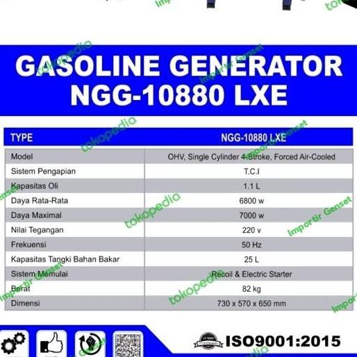 Genset Bensin / Gasoline Generator 7000 Watt  Nishikawa Ngg 10880