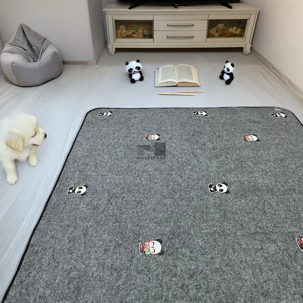 NEW KARPET MINIMALIS GREY AESTHETIC MOTIF PANDA UKURAN 200X120 CM