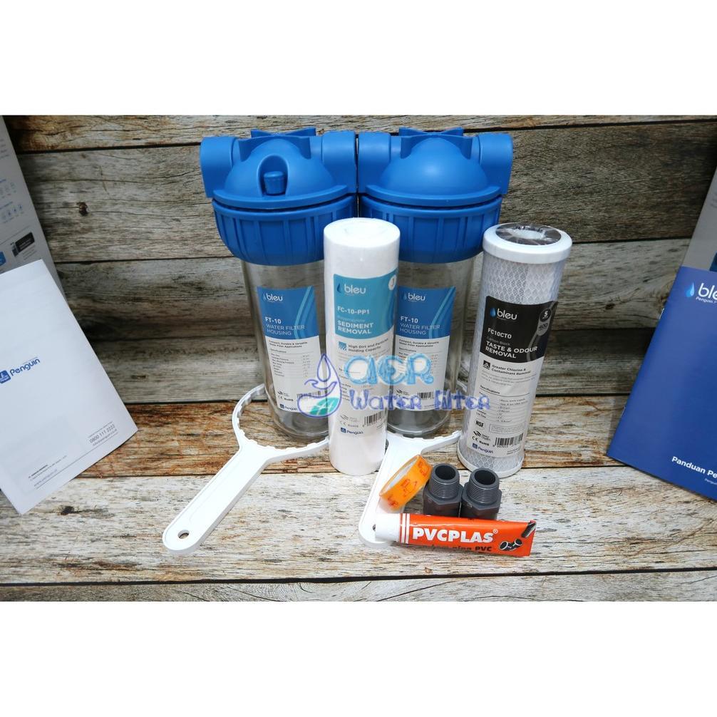 NEW Paket Filter Air penguin BLEU 10"-PP+CTO [terbaik][terlaris]
