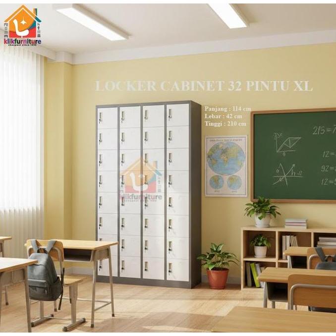 Happyaja- Lemari Loker Besi Locker Besi Cabinet 32 Pintu Full Besi Akl32