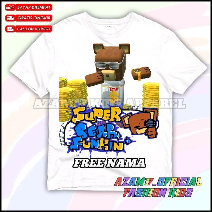 Kaos Anak Baju Anak Super Bear Funkin Free Nama / Kaos Tshirt Anak Game Super Bear Adventure Terbaru