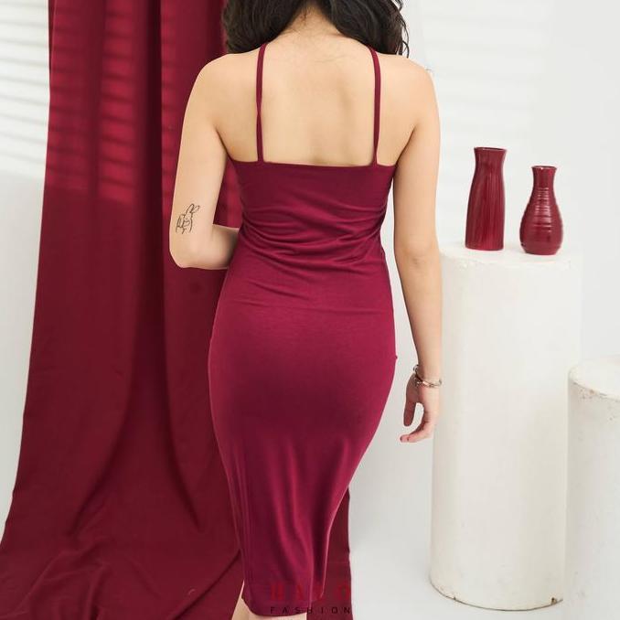 Youu- [Halofashion] Jihyo Sexy Bodycon Dress Halter Casual Dress Midi Dress Elegant Dress N Fashion