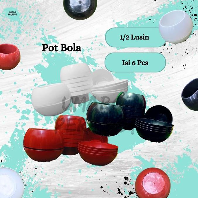 GROSIR 1/2 Lusin Pot Bola Ukuran L / Pot Bulat / Pot Plastik Bola / Pot Tanaman / Pot Bunga / Pot Pl