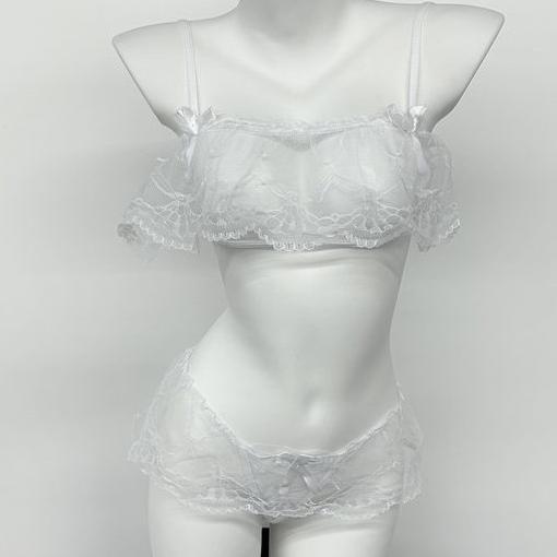 BESTPROMO Smile Lingerie Set Bra + Celana Dalam Wanita Renda Transparan 3158