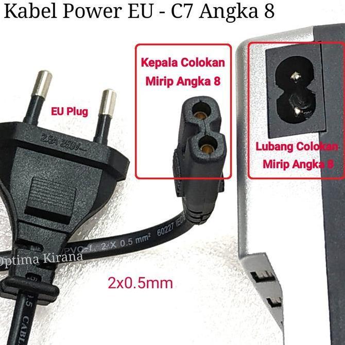 KABEL POWER cord C7 SNI 3 meter 3M 300cm bentuk ANGKA 8 untuk PRINTER RADIO CHARGER Proyektor Mini T