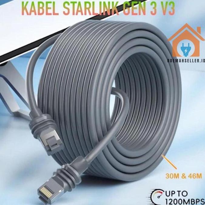 Kabel Ekstensi Standar For Starlink Gen 3 V4 V3 Cable Web Internet Trasmisi 1200Mbps Panjang 100FT /